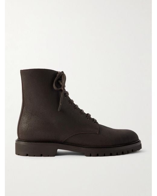 Brunello Cucinelli Black Pedula Waxed-suede Boots for men