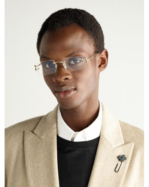 Cartier Natural Rectangle-Frame-Tone Optical Glasses for men