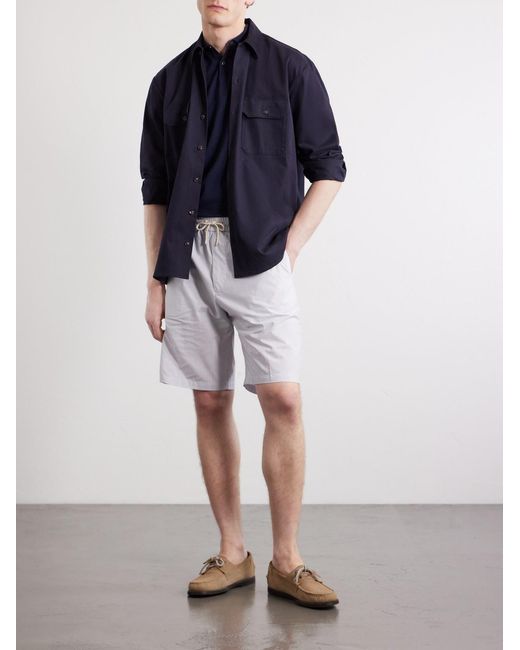 Paul Smith Gray Straight-Leg Striped Cotton Drawstring Shorts for men