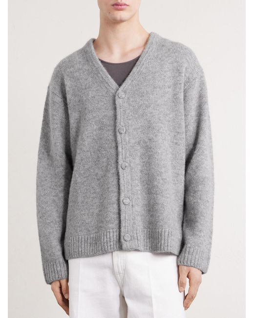 The Elder Statesman Gray Isla Baby Alpaca-Blend Cardigan for men