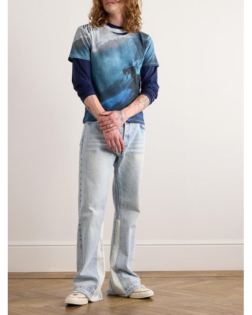 T-shirt in jersey di cotone stampato effetto consumato Beach Boys di ERL in Blue da Uomo