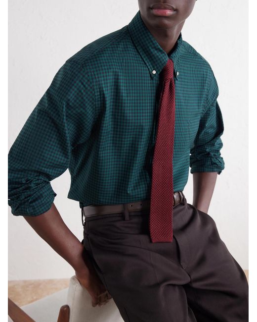 Polo Ralph Lauren Green Button-Down Collar Checked Cotton Shirt for men
