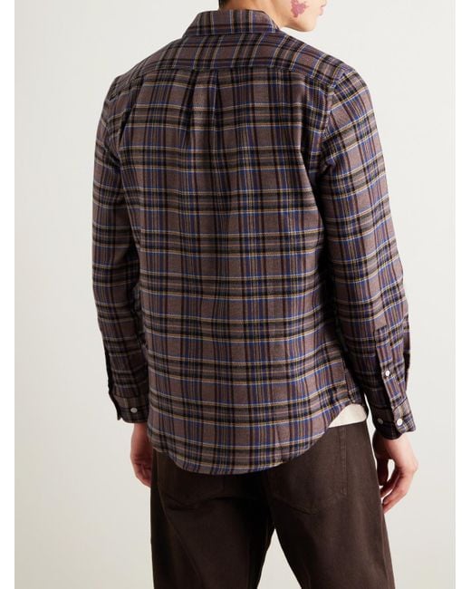 Portuguese Flannel Purple Teca Checked Organic Cotton-Flannel Shirt for men