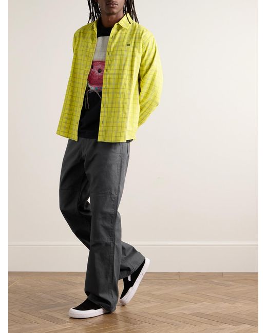 Acne Gray Palma Straight-Leg Pigment-Dyed Cotton-Canvas Trousers for men