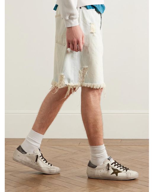 Golden Goose Deluxe Brand Natural Super-star Distressed Leather Sneakers for men