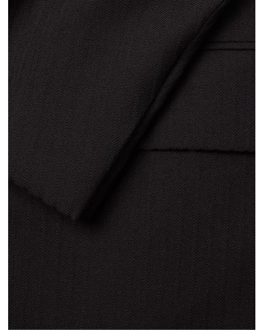 Saint Laurent Sakko aus einer Woll-Baumwollmischung mit Nadelstreifen und Seidenbesatz in Black für Herren