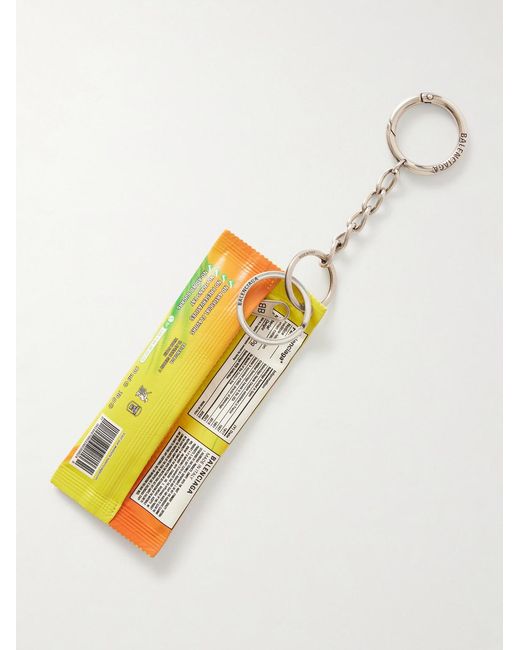 Balenciaga Metallic Keyring Snack Printed Leather Pouch for men