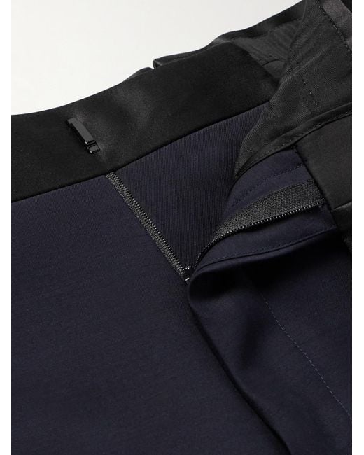 Tom Ford Gerade geschnittene Smokinghose aus einer Woll-Seidenmischung in Blue für Herren