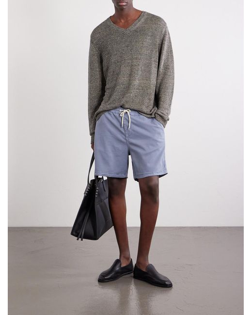 NN07 Blue Gregor Straight-Leg Tencel Lyocell And Lenzing Ecovero-Blend Twill Drawstring Shorts for men