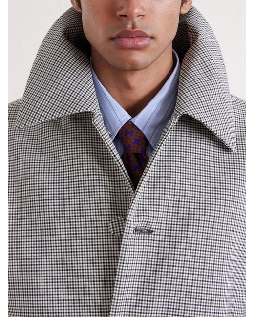 Dries Van Noten Gray Gingham Recycled-Twill Coat for men