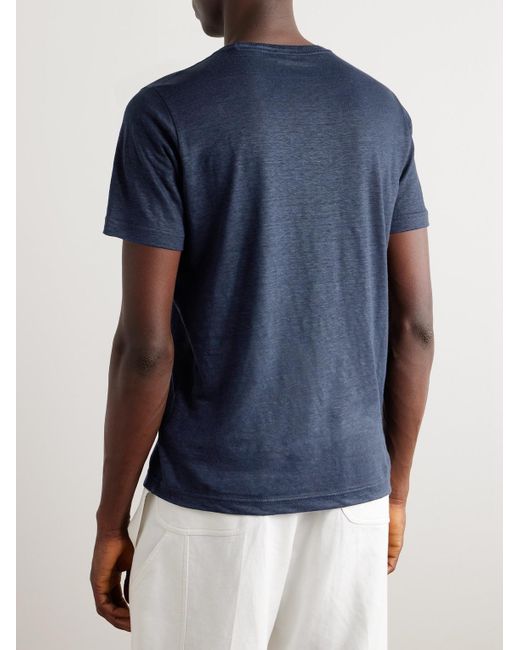 Loro Piana Blue Linen T-Shirt for men