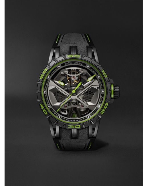 Roger Dubuis Gray Excalibur Spider Huracán Grey Tech Automatic 45mm Titanium And Rubber Watch, Ref. No. Rddbex0830 for men