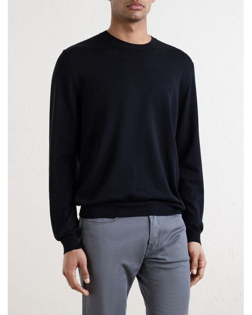 Cotton And Silk-Blend Sweater di Slowear in Blue da Uomo