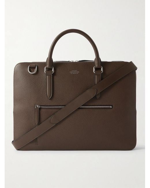 Smythson Brown Full-Grain Leather Briefcase for men