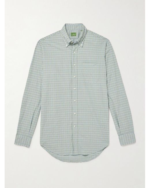 Button-Down Collar Checked Cotton-Poplin Shirt di Sid Mashburn in Blue da Uomo