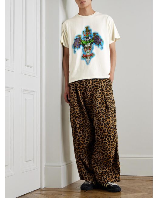 GALLERY DEPT. Blue Live For Metal Glittered Printed Cotton-jersey T-shirt for men