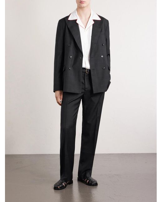 A Kind Of Guise Blue Virgin Wool Tailored Wide Trousers for men