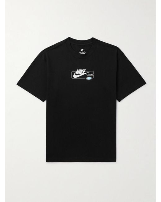 Nike T-Shirt aus Baumwoll-Jersey mit Logoprint und Applikation in Black für Herren