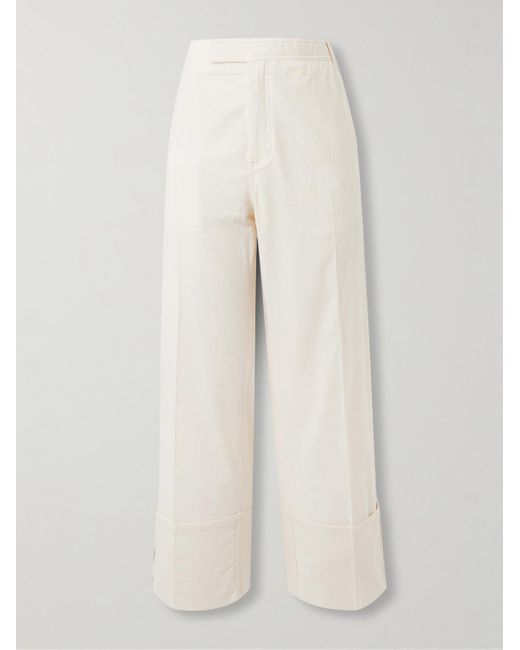 Thom Browne Gerade geschnittene Hose aus Baumwollmusselin mit Stickereien in White für Herren