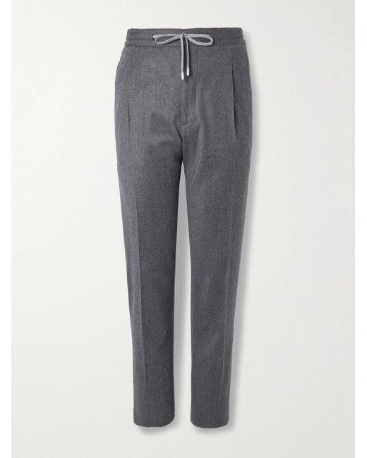 Lardini Gerade geschnittene Hose aus einer Stretch-Schurwoll-Kaschmirmischung mit Kordelzugbund und Falten in Gray für Herren