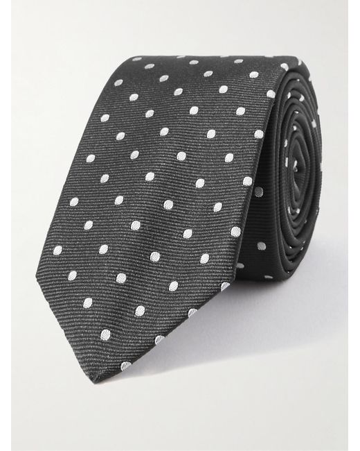 Saint Laurent Gray 8cm Polka-dot Silk Tie for men