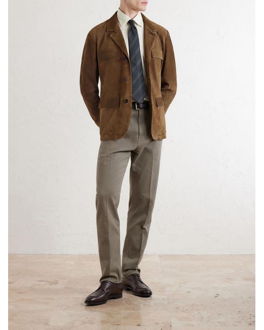 Dunhill Gray Tapered Cotton-blend Twill Trousers for men