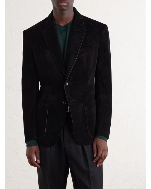 Tom Ford Black Panelled Suede Blazer for men