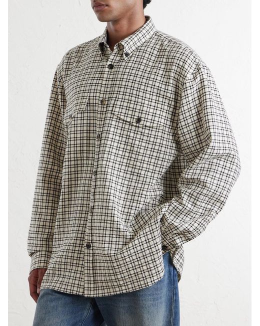 Dries Van Noten White Cromo Checked Cotton-Blend Flannel Shirt for men