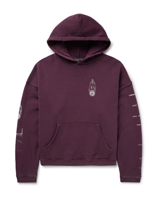 Enfants Riches Deprimes Purple Remember When Printed Cotton-Jersey Hoodie for men