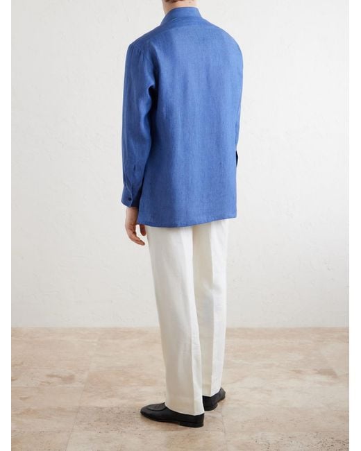 Charvet Blue Linen Shirt for men
