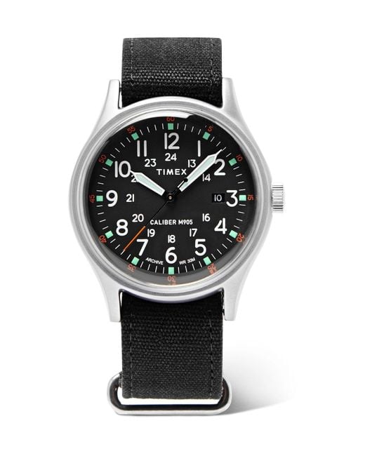 Timex Black Mk1 Camper Aluminium And Oiled-canvas Watch for men