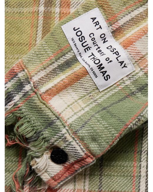 GALLERY DEPT. Marley Hemd aus kariertem Baumwollflanell mit Logoapplikation in Distressed-Optik in Green für Herren