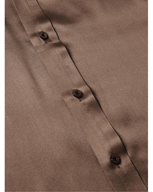 Tom Ford Brown Slim-fit Silk-satin Shirt for men