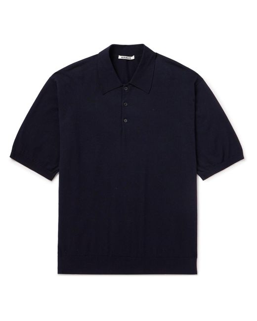Auralee Blue Cotton Polo Shirt for men