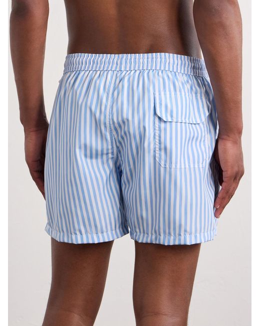 Thom Sweeney Blue Straight-leg Mid-length Striped Swim Shorts for men