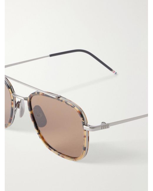 Thom Browne Natural Aviator-Style-Tone Titanium Sunglasses for men