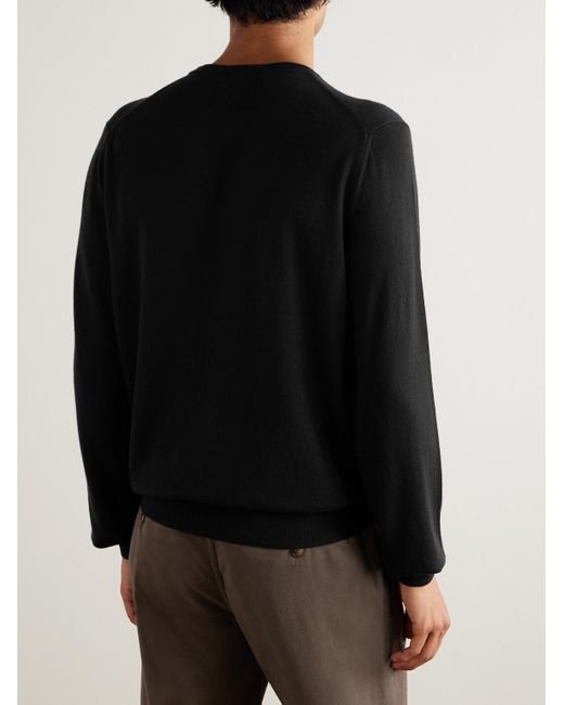 Canali Black Slim-Fit Garment-Dyed Cashmere Sweater for men