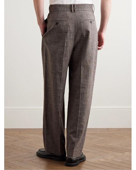 The Row Silas Tapered Pleated Silk, Linen And Virgin Wool-Blend