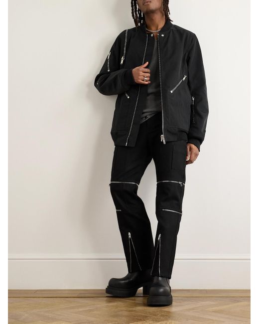 Rick Owens Black Bonotto Jumbo Headon Oversized Zip-Detailed Canvas Bomber Jacket for men