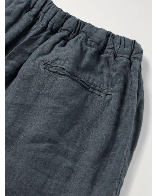 Massimo Alba Blue Key West Straight-leg Pleated Linen Drawstring Trousers for men