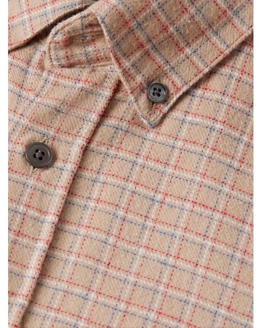 Portuguese Flannel Natural Estudo Button-down Collar Checked Organic Cotton-flannel Shirt for men