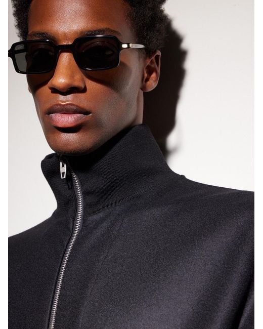 Cartier Black Rectangular-Frame Acetate Sunglasses for men