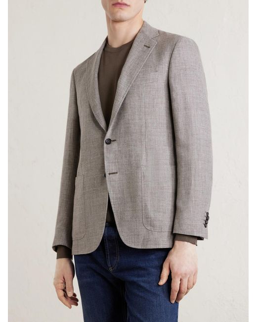Canali Gray Kei Linen And Wool-Blend Blazer for men