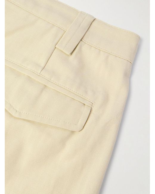 A.P.C. Natural Renato Tapered Pleated Herringbone Cotton Trousers for men