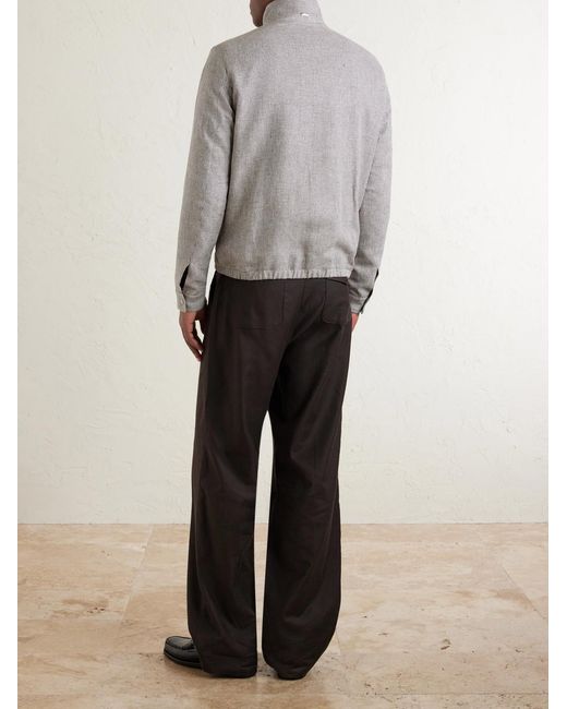 Herno Gray Houndstooth Linen-blend Bomber Jacket for men