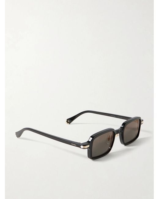 Cartier Black Rectangular-Frame Acetate Sunglasses for men