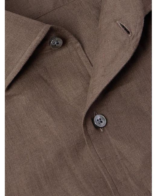 Zegna Brown Oasi Linen Shirt for men