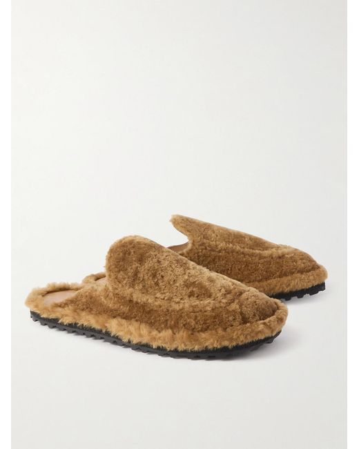 Dries Van Noten Brown Shearling Mules for men