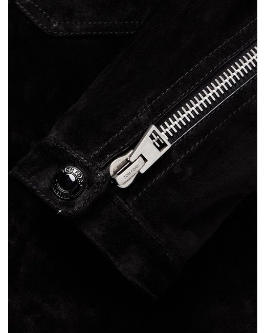 Tom Ford Black Cropped Suede Jacket for men