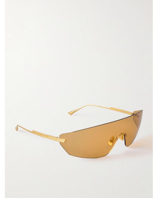 Bottega Veneta Goldfarbene Sonnenbrille mit D-Rahmen in Natural für Herren